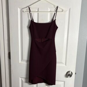 Lulu’s Elegant Burgundy Spaghetti Strap Dress Size XS